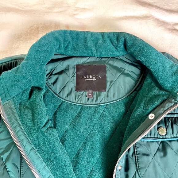 Talbot's Green Quilted Safari Jacket Fleece Lined Lightweight Gorpcore Preppy - Picture 5 of 11